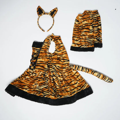 Eraspooky Carnaval Costumes For Girl Cute Head band Girls Cosplay Lovely Halloween Costume Tiger Costume Dress For Girls