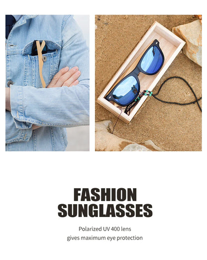 BOBO BIRD Sunglasses Women Men Summer Vintage Black Square Lady Wood Mirrored Polarized Sun glasses gafas de sol mujer