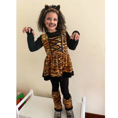 Eraspooky Carnaval Costumes For Girl Cute Head band Girls Cosplay Lovely Halloween Costume Tiger Costume Dress For Girls