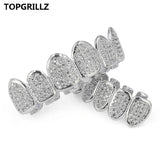 TOPGRILLZ Classic 6/6 Hip Hop/Punk Teeth Grillz Set Gold Silver Color Top & Bottom Grills Dental Mouth Caps Cosplay Party