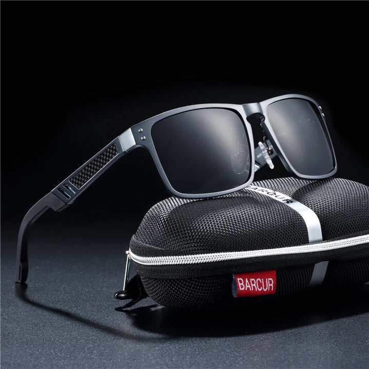 BARCUR Aluminium Magnesium Square Sunglasses Men Polarized Vintage Shades Women Sun Glasses For Men Sport Eyewear Oculos De Sol