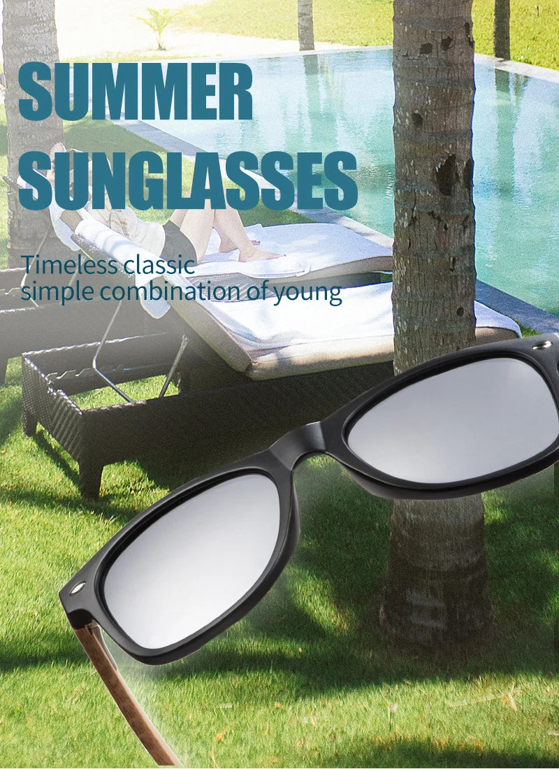BOBO BIRD Sunglasses Women Men Summer Vintage Black Square Lady Wood Mirrored Polarized Sun glasses gafas de sol mujer