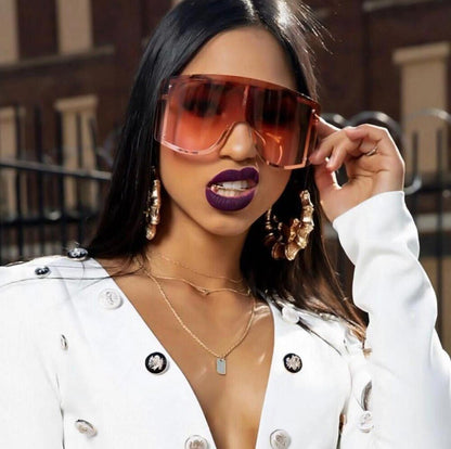 Fashion Oversized Blue Yellow Gradient Sunglasses Women 2019 Luxulry Brand Designer Red Rimless Metal Female Sun Glasses Shades