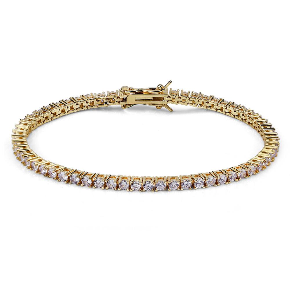 JINAO 3mm 5mm 1 Row Gold Silve Color Bracelet Micro Pave AAA Cubic Zirconia All Iced Out Box Chain Bling CZ Stones Bracelet Gift