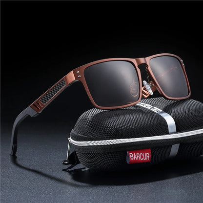 BARCUR Aluminium Magnesium Square Sunglasses Men Polarized Vintage Shades Women Sun Glasses For Men Sport Eyewear Oculos De Sol