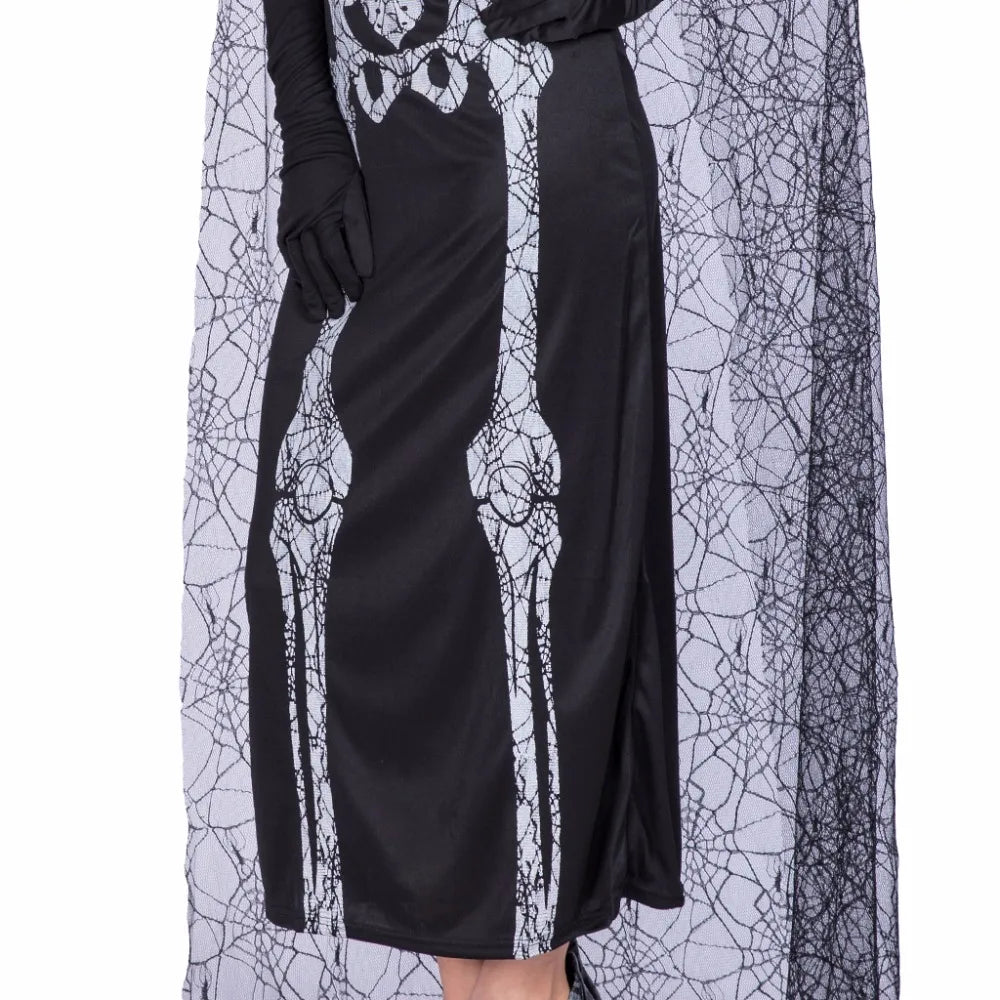 Eraspooky Sexy Women's Spider Web Skeleton Costume Scary Ghost Dress Cloak Halloween Costume For Adult Fancy Dress