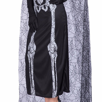 Eraspooky Sexy Women's Spider Web Skeleton Costume Scary Ghost Dress Cloak Halloween Costume For Adult Fancy Dress