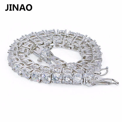 JINAO 4mm 5mm Men&#39;s AAA Cubic Zircon Tennis Bracelet Gold Color Silver Color Iced Out 1 Row Chain Bracelet Hip Hop Jewelry Gifts