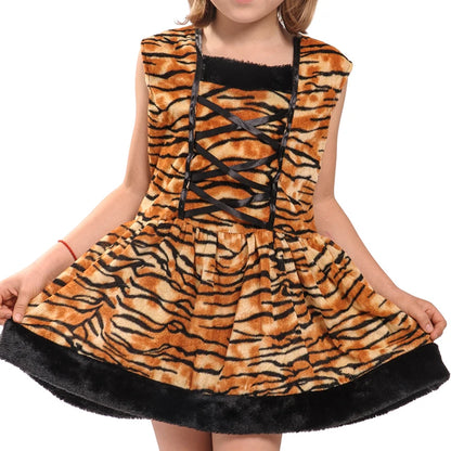 Eraspooky Carnaval Costumes For Girl Cute Head band Girls Cosplay Lovely Halloween Costume Tiger Costume Dress For Girls
