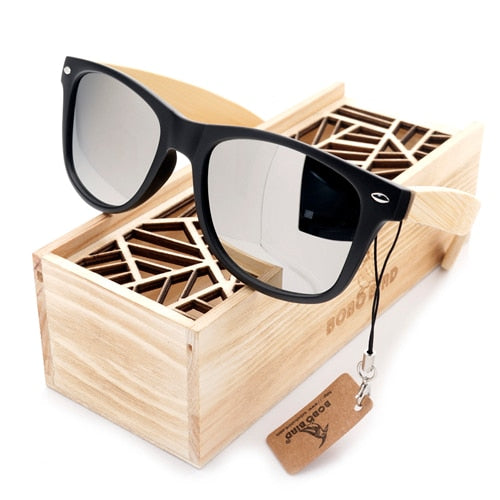 BOBO BIRD Sunglasses Women Men Summer Vintage Black Square Lady Wood Mirrored Polarized Sun glasses gafas de sol mujer