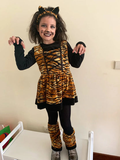 Eraspooky Carnaval Costumes For Girl Cute Head band Girls Cosplay Lovely Halloween Costume Tiger Costume Dress For Girls