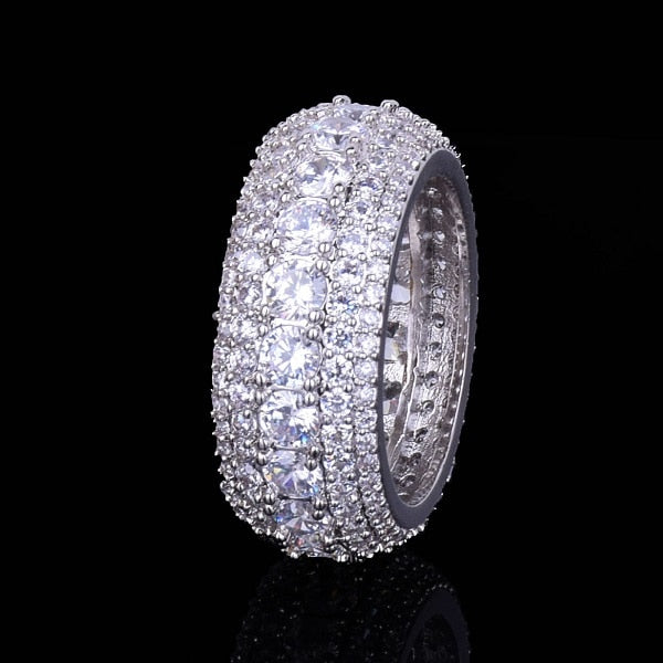 Men Ring Copper Charm Gold Color Cubic Zircon Iced Out Fashion Hip Hop Jewelry