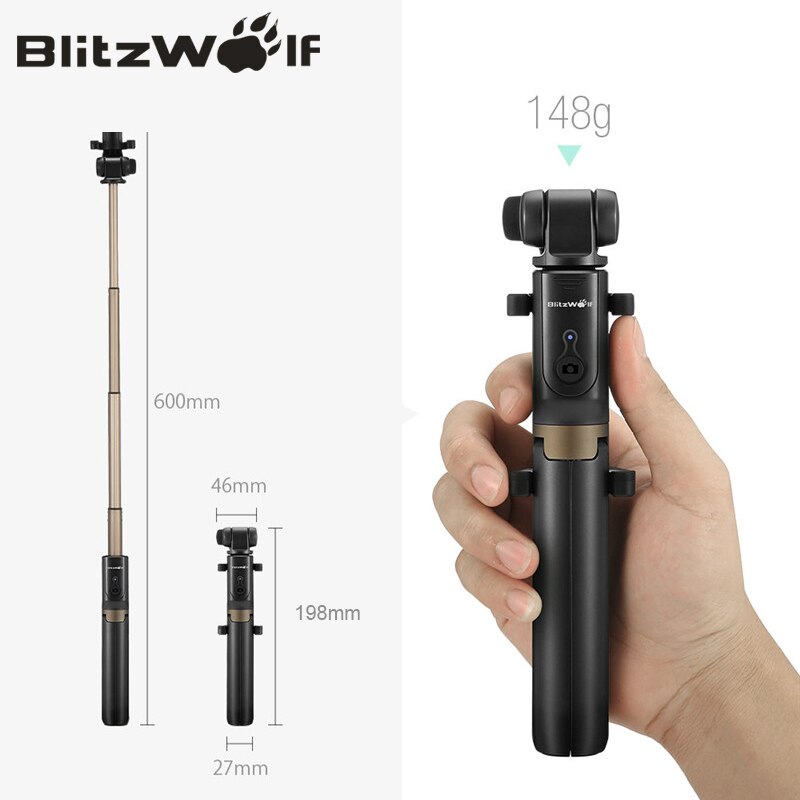 BlitzWolf BW-BS3 bluetooth-compatible Selfie Stick Tripod Remote Control Flexible Selfie Stick Stabilizer phone