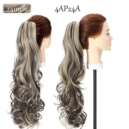 S-noilite Synthetic 12-26inch Claw Clip On Ponytail Hair Extension Ponytail Extension Hair For Women Pony Tail Hair Hairpiece