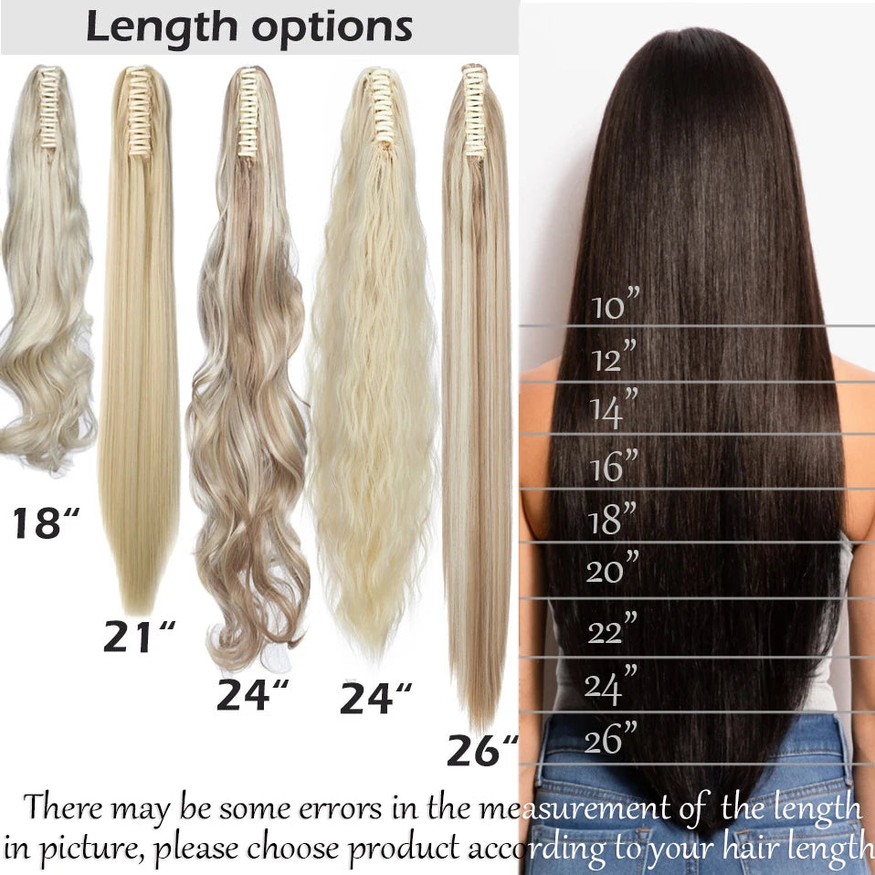 S-noilite Synthetic 12-26inch Claw Clip On Ponytail Hair Extension Ponytail Extension Hair For Women Pony Tail Hair Hairpiece