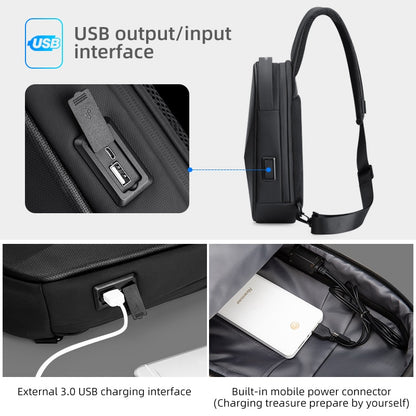 Fenruien Men Shoulder Bags Black USB Charging Crossbody Bags Waterproof Casual Travel Messenger Bag Male Fit For 7.9 Inch iPad