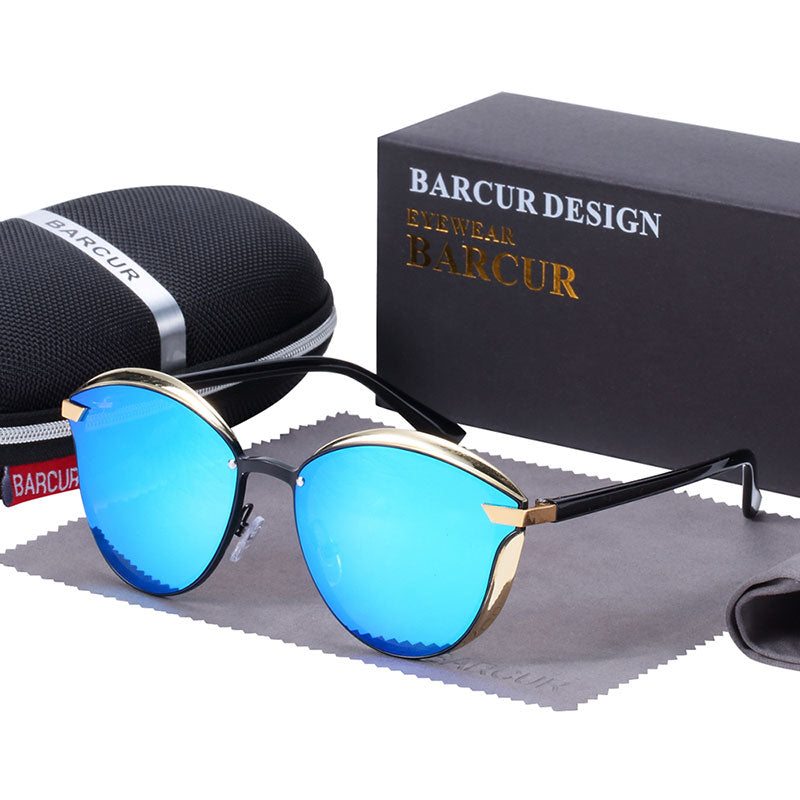 BARCUR Luxury Polarized Sunglasses Women Round Sun Glassess Ladies Lunette De Soleil Femme