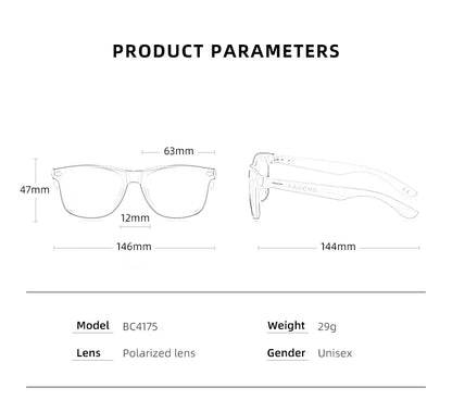 BARCUR Polarized Glasses Men Bamboo Wood Sun Glasses Women Fashion Mirror Sunglasses Brand Designer Eyewear