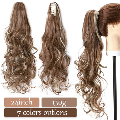 S-noilite Synthetic 12-26inch Claw Clip On Ponytail Hair Extension Ponytail Extension Hair For Women Pony Tail Hair Hairpiece