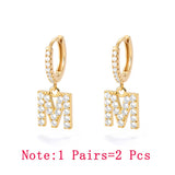 1PC 26 English Letters  Earrings for Women Zircon Ear Piercing Earring Initial Ear Buckle Hoop Earrings Jewelry Gift