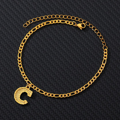 Large Initial Letter Anklets For Women Stainless Steel Letter A-Z Anklet Bracelet Foot Beach Summer Jewelry Gift bijoux Femme