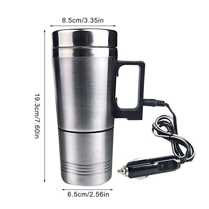 Stainless Steel Vehicle Heating Cup 12V/24V Heat Insulation Electric Car Kettle Camping Travel Kettle Water Coffee Thermal Mug