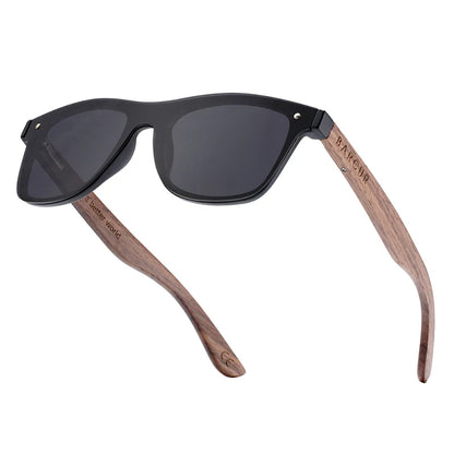 BARCUR Walnut Sunglasses for Men Polarized Wood Sun Glasses UV400 Oculos De Sol Masculino Feminino