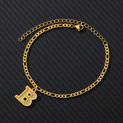 Large Initial Letter Anklets For Women Stainless Steel Letter A-Z Anklet Bracelet Foot Beach Summer Jewelry Gift bijoux Femme