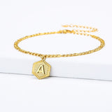 A-Z Initial Letter Anklets For Women Stainless Steel Anklet  21cm + 10cm Figaro Chain Summer Beach Accessories Jewelry Gift