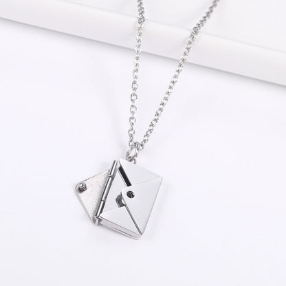 Love Letter Envelope Pendant Necklace Customized Stainless Steel Jewelry Confession Love You for Valentine Day Mother Day Gift