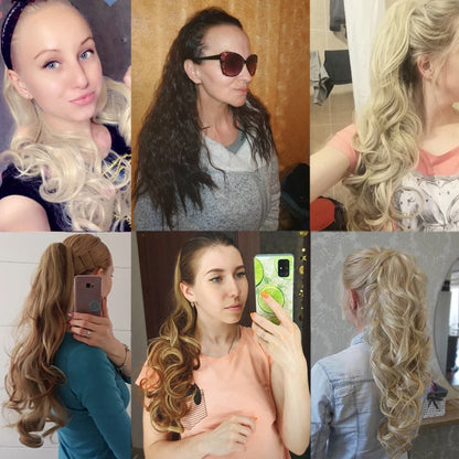 S-noilite Synthetic 12-26inch Claw Clip On Ponytail Hair Extension Ponytail Extension Hair For Women Pony Tail Hair Hairpiece