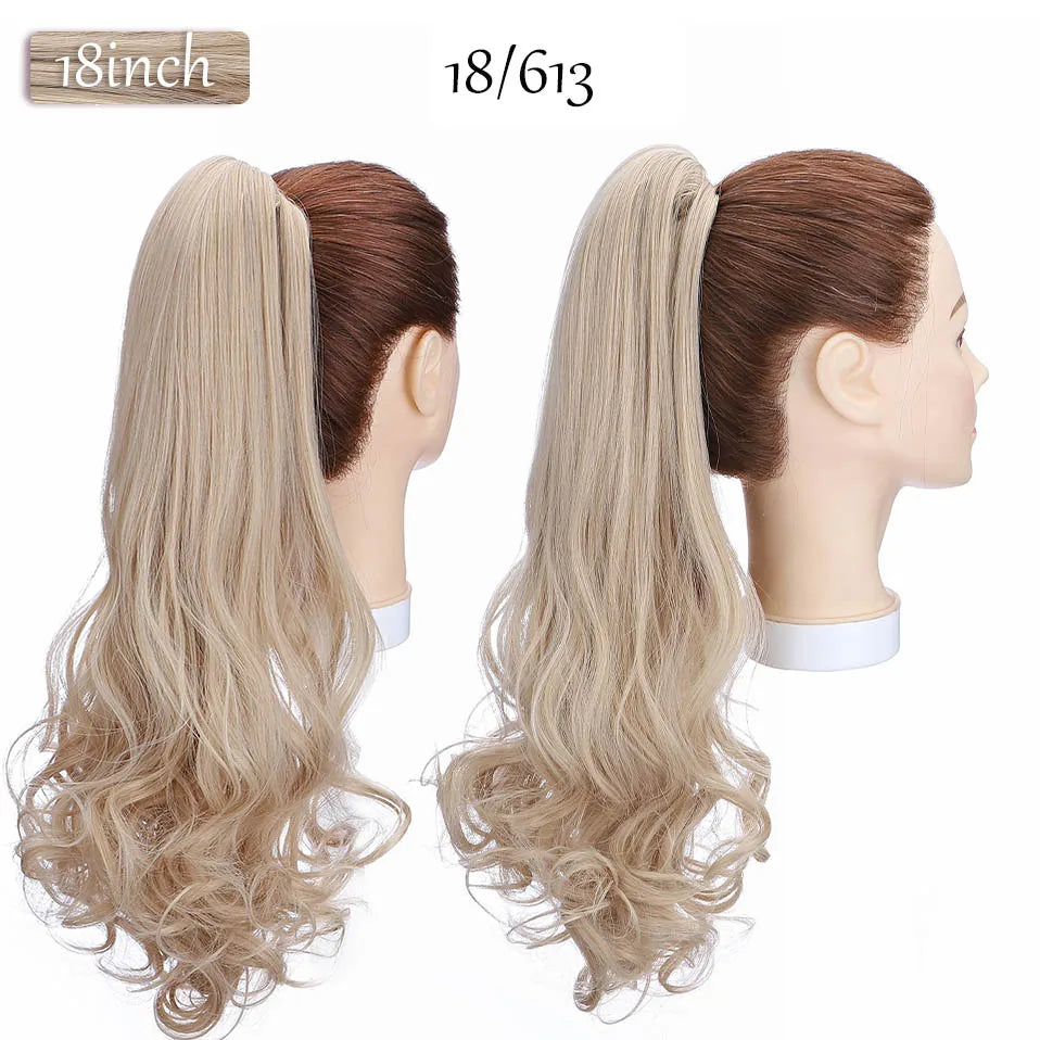 S-noilite Synthetic 12-26inch Claw Clip On Ponytail Hair Extension Ponytail Extension Hair For Women Pony Tail Hair Hairpiece