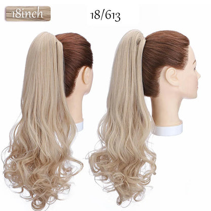 S-noilite Synthetic 12-26inch Claw Clip On Ponytail Hair Extension Ponytail Extension Hair For Women Pony Tail Hair Hairpiece