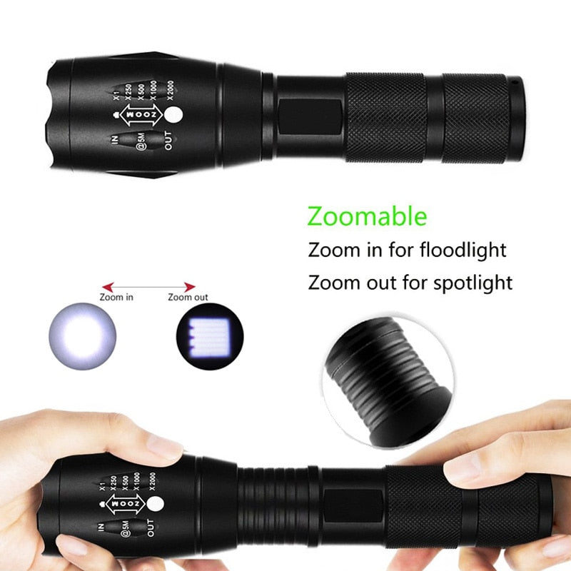 ZK20 8000LM Powerful Waterproof LED Flashlight Portable LED Camping Lamp Torch Lights Self Defense Tactical Flashlight