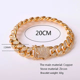 Bubble Letter Miami Cuban Link Bracelet for Men Real Gold Plated Hip Hop Jewelry