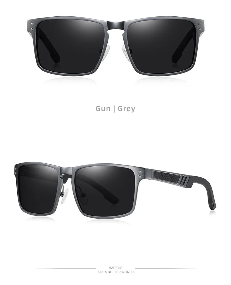 BARCUR Aluminium Magnesium Square Sunglasses Men Polarized Vintage Shades Women Sun Glasses For Men Sport Eyewear Oculos De Sol