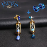 Vanitas Blue Hourglass Drop Earrings Anime The Case Study of Vanitas Earrings Anti-allergic Ear Clips Ear Bone Buckle Jewelry