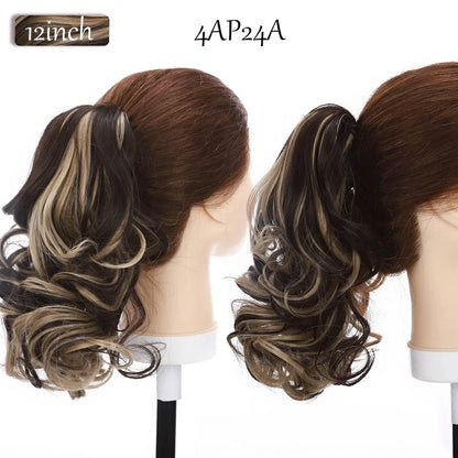 S-noilite Synthetic 12-26inch Claw Clip On Ponytail Hair Extension Ponytail Extension Hair For Women Pony Tail Hair Hairpiece