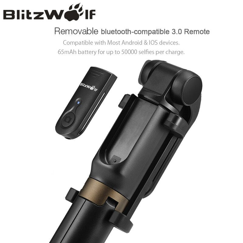 BlitzWolf BW-BS3 bluetooth-compatible Selfie Stick Tripod Remote Control Flexible Selfie Stick Stabilizer phone