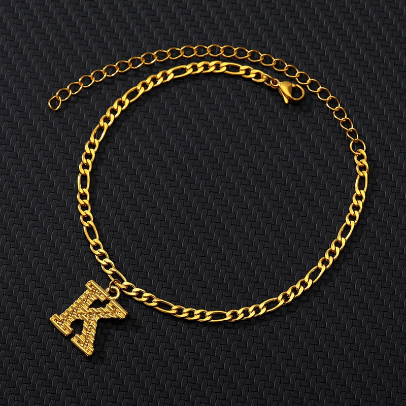 Large Initial Letter Anklets For Women Stainless Steel Letter A-Z Anklet Bracelet Foot Beach Summer Jewelry Gift bijoux Femme