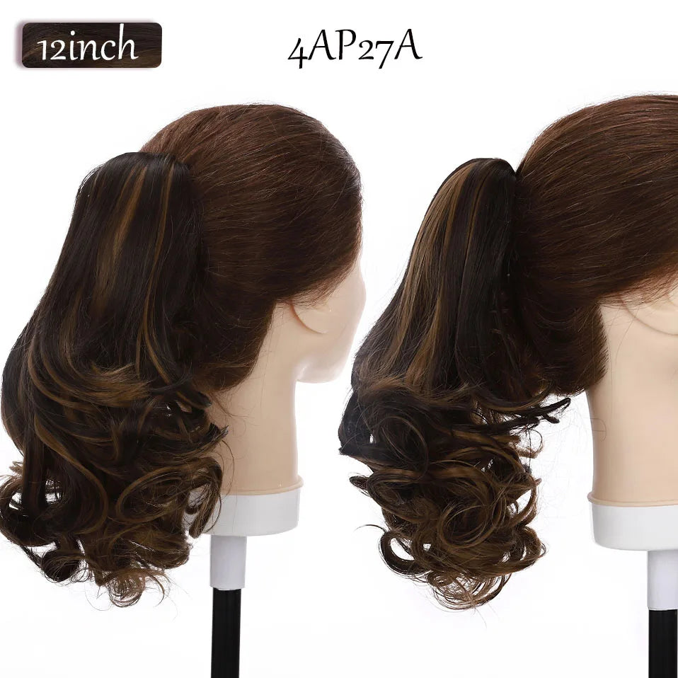 S-noilite Synthetic 12-26inch Claw Clip On Ponytail Hair Extension Ponytail Extension Hair For Women Pony Tail Hair Hairpiece