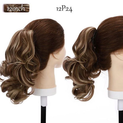S-noilite Synthetic 12-26inch Claw Clip On Ponytail Hair Extension Ponytail Extension Hair For Women Pony Tail Hair Hairpiece