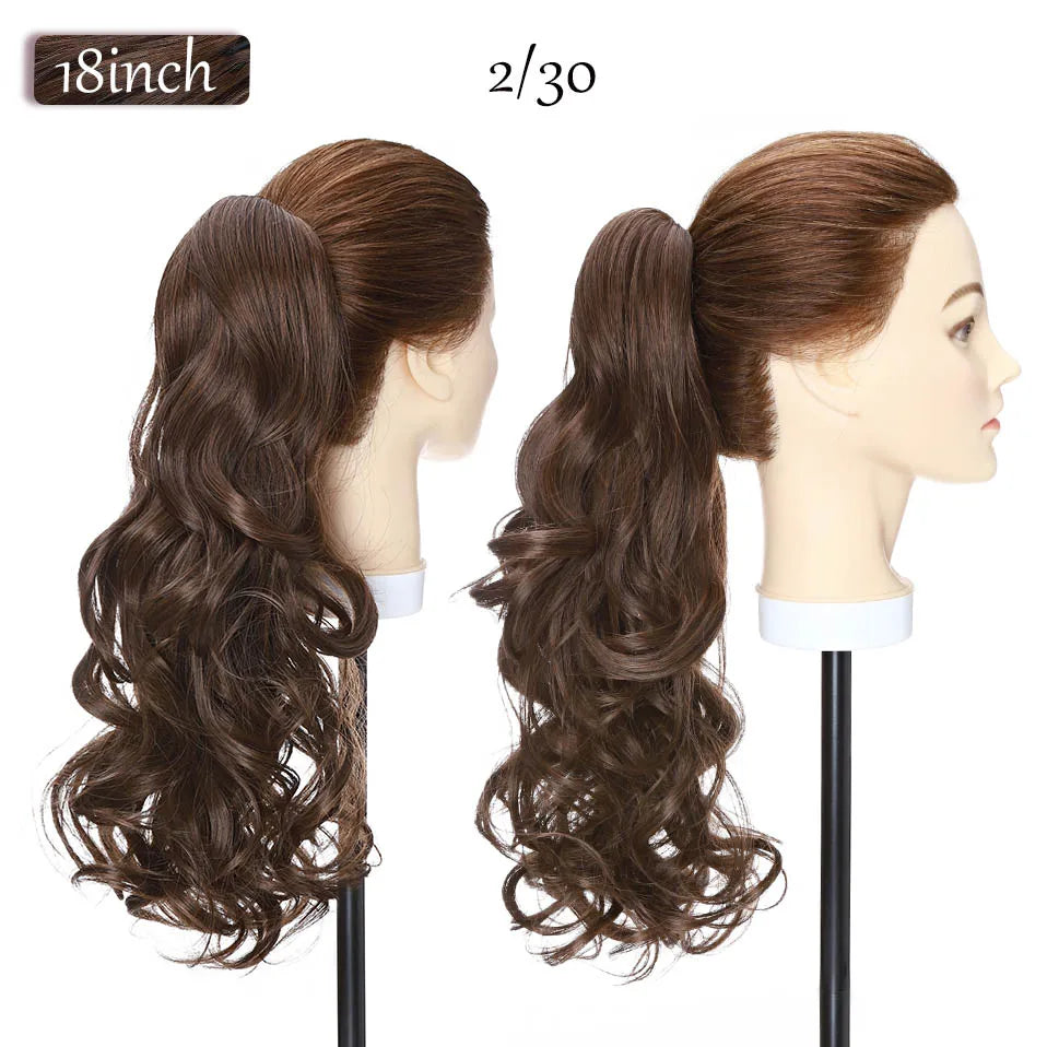 S-noilite Synthetic 12-26inch Claw Clip On Ponytail Hair Extension Ponytail Extension Hair For Women Pony Tail Hair Hairpiece