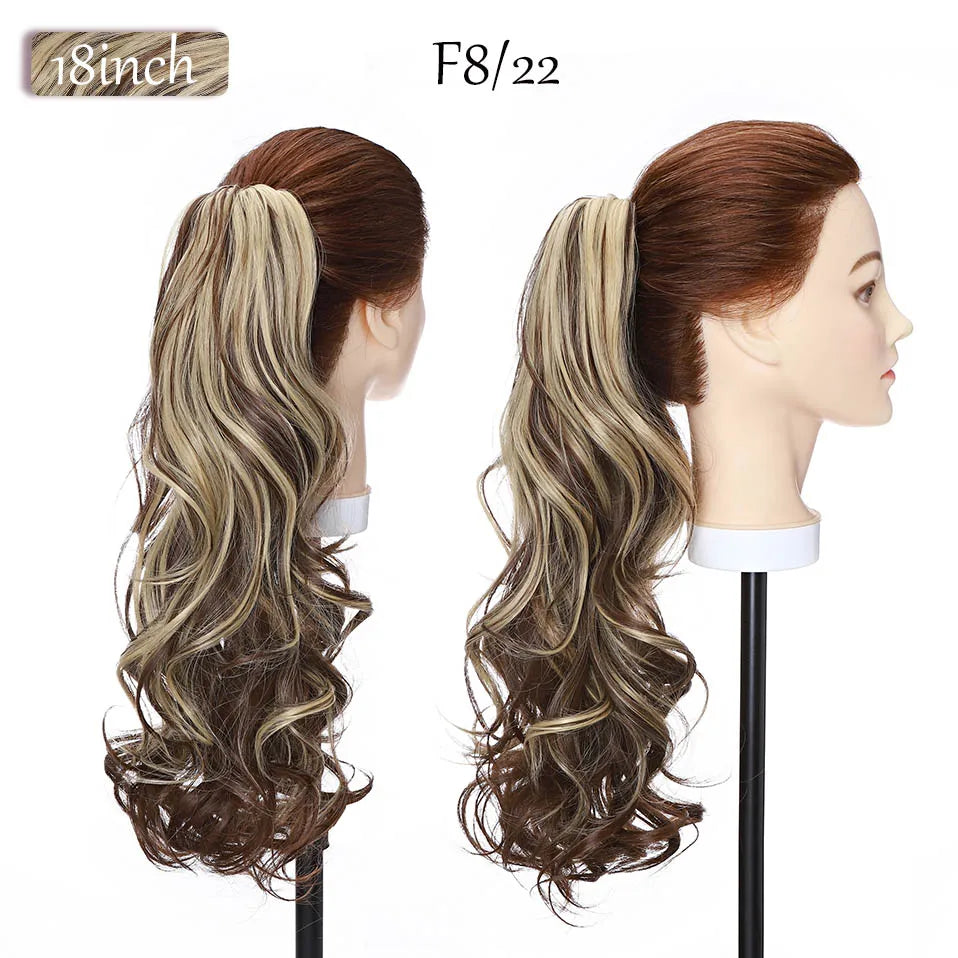 S-noilite Synthetic 12-26inch Claw Clip On Ponytail Hair Extension Ponytail Extension Hair For Women Pony Tail Hair Hairpiece