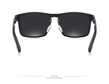 BARCUR Aluminium Magnesium Square Sunglasses Men Polarized Vintage Shades Women Sun Glasses For Men Sport Eyewear Oculos De Sol