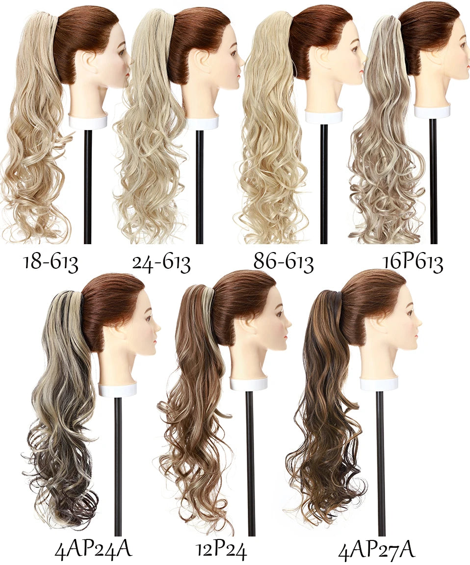 S-noilite Synthetic 12-26inch Claw Clip On Ponytail Hair Extension Ponytail Extension Hair For Women Pony Tail Hair Hairpiece