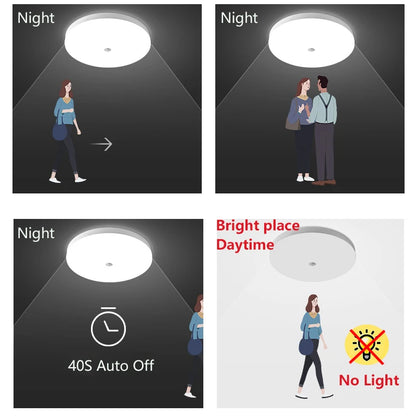 LED Lamp with Motion Sensor Ceiling Lights PIR Night Light Sensor Wall Lamps 110V 220V 18W 15/20/30/40W for Home Stairs Hallway