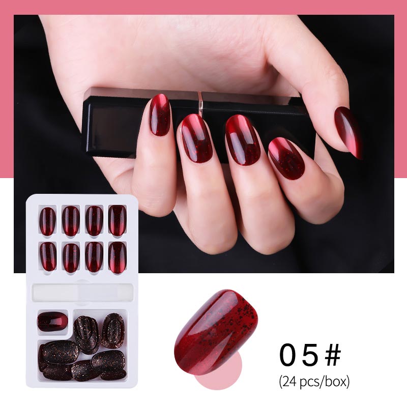 New Hot Reusable Stick-On-Nails 24PCS Reusable Full Cover False Nail Artificial Tips Press On Nails Art Stick on Nails Tips