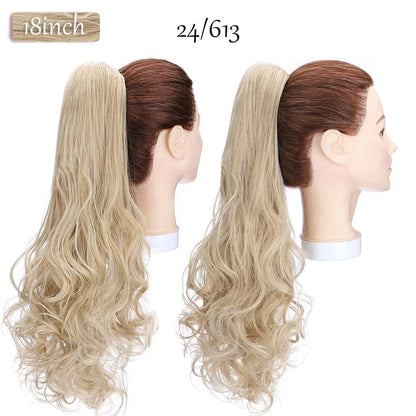 S-noilite Synthetic 12-26inch Claw Clip On Ponytail Hair Extension Ponytail Extension Hair For Women Pony Tail Hair Hairpiece