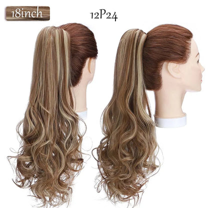 S-noilite Synthetic 12-26inch Claw Clip On Ponytail Hair Extension Ponytail Extension Hair For Women Pony Tail Hair Hairpiece